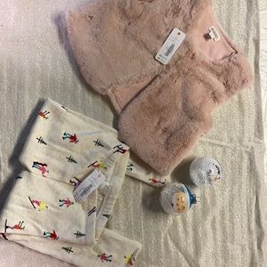 NWT Cute Ski Set Gymboree Pink Furry Vest & Ski Fleece Leggings - Size 2T